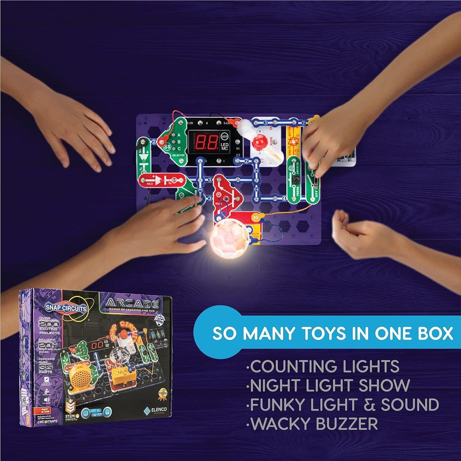 Snap Circuits “Arcade”, Electronics Exploration Kit, Stem Activities for Ages 8+, Full Color Project Manual (SCA-200)