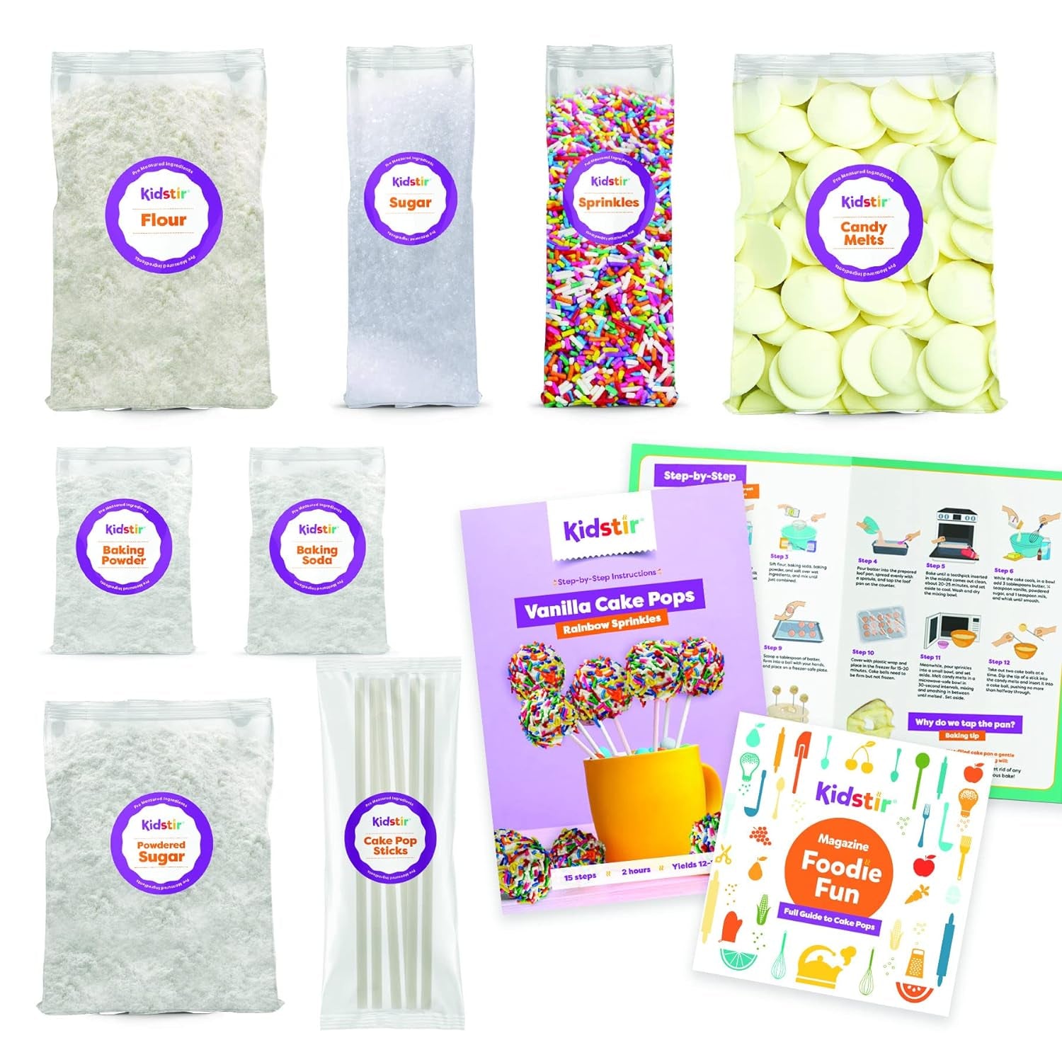 Kids Baking Set DIY Baking Kits, Cake Pop Kit with Everything, All-In-One Baking Kit with Cake Pop Stand, Pre-Measured Ingredients, Best Gift Idea for Boys and Girls Ages 6-12. Vanilla