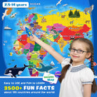 World Map Poster,Educational Toys for 4-8 Year Olds,Interactive World Map for Kids,Learning Toys for Kids,Gifts for Boys & Girls