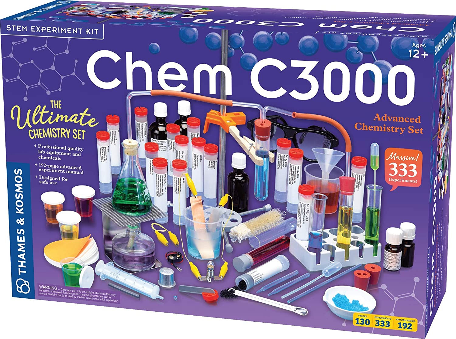 Thames & Kosmos Chem C3000 (V 2.0) Chemistry Set | Science Kit with 333 Experiments & 192 Page Lab Manual, Student Laboratory Quality Instruments & Chemicals, Multi, 21.3" Large X 7.2" W X 14.6" H (640132)