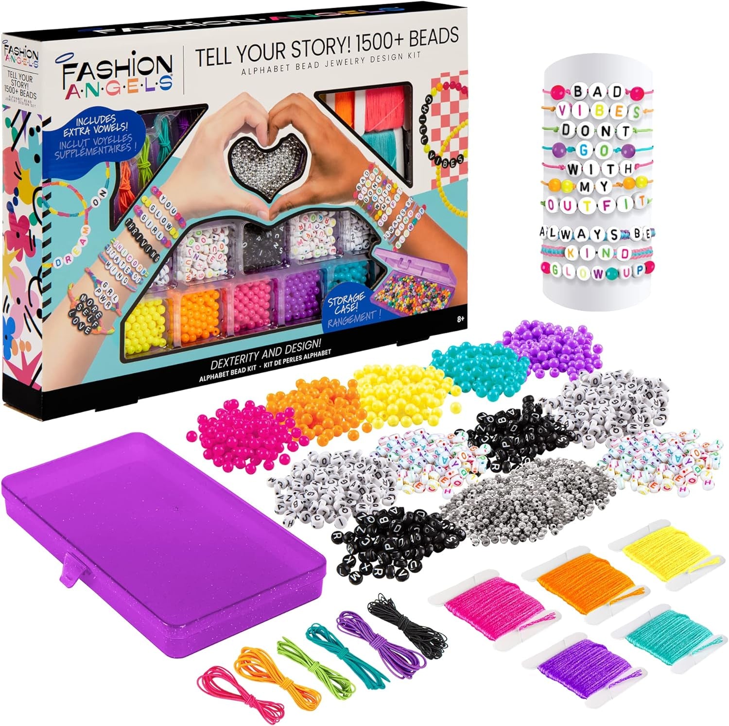 Galaxy Bead Super Set, 2,000+ Bead Bracelet Making Kit - Makes 50+ Bracelets, Alphabet Charms, Pearlescent & Metallic Beads, Includes Bead Box Organizer, Recommended for Ages 8 and Up