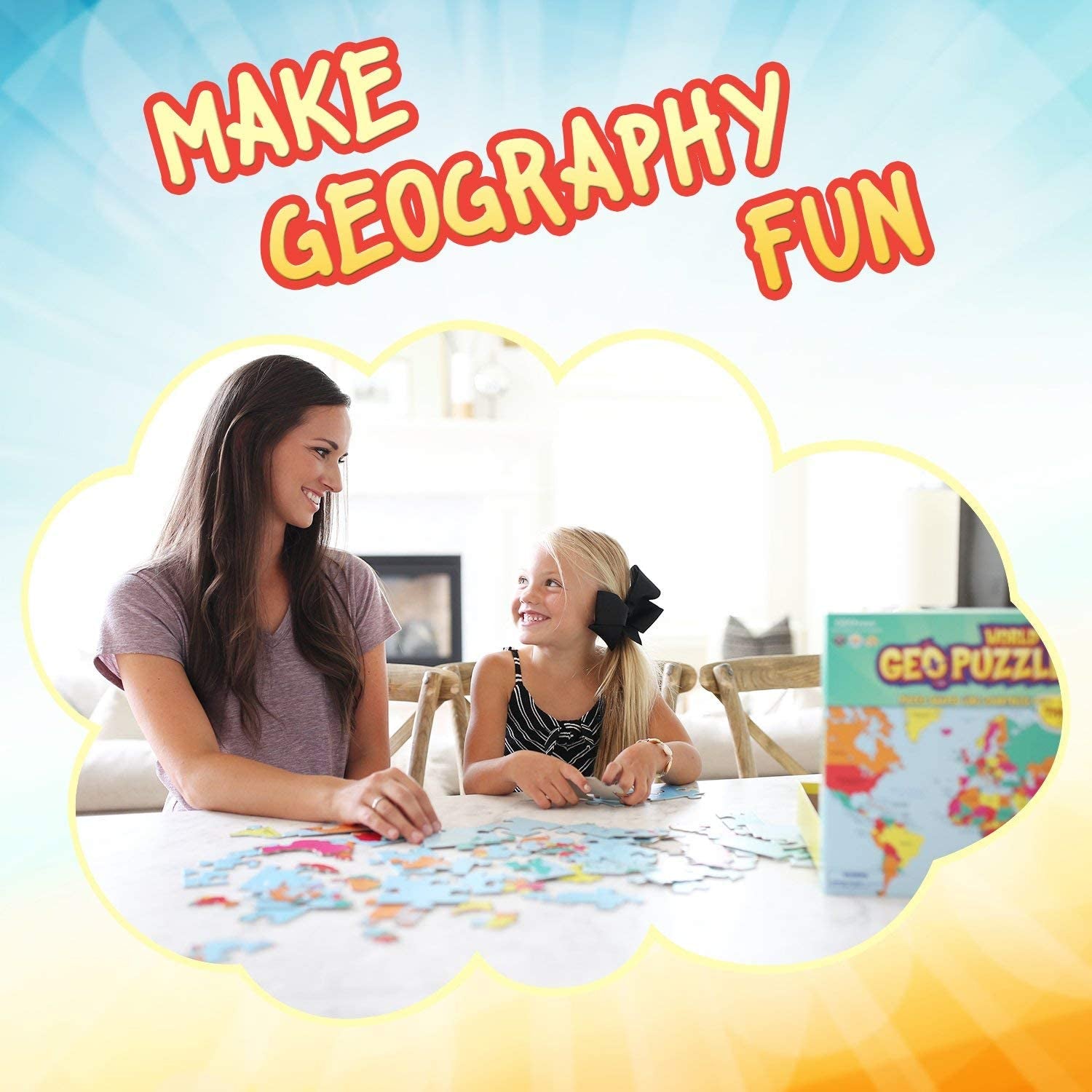 — Geopuzzle World — Educational Kid Toys for Boys and Girls, 68 Piece Geography Jigsaw Puzzle, Jumbo Size Kids Puzzle — Ages 4 and Up