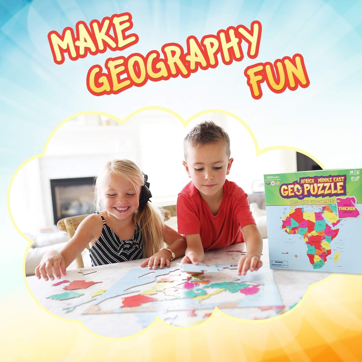 — Geopuzzle Africa and the Middle East — Educational Kid Toys for Boys and Girls, 65 Piece Geography Jigsaw Puzzle, Jumbo Size Kids Puzzle — Ages 4 and Up