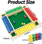 Shut the Box Dice Game,2-4 Player Family Wooden Board Table Math Games for Adults and Kids, 8 Dices Classics Tabletop Version Games for Classroom,Home,Party or Pub