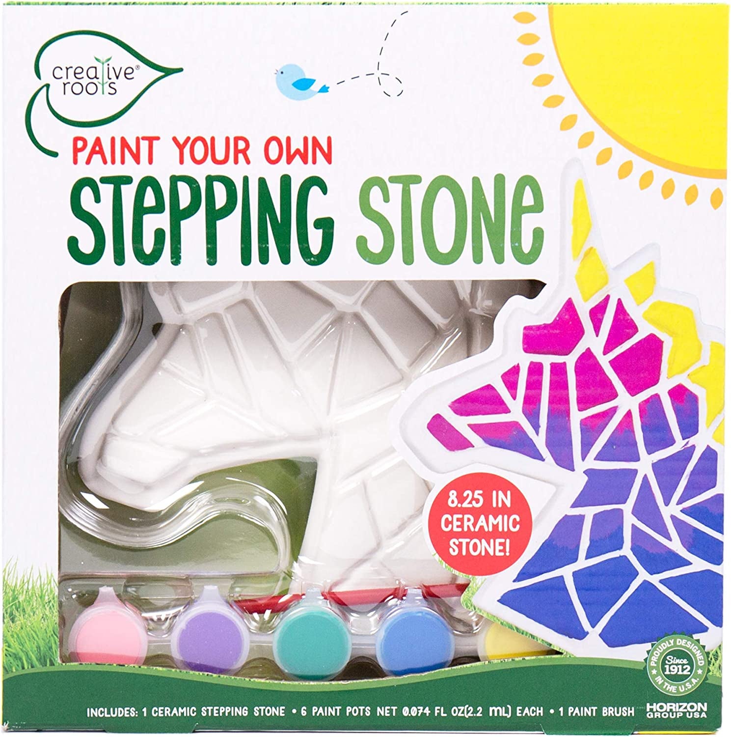 Creative Roots Mosaic Turtle DIY Stepping Stone Kit, Includes Ceramic Stone & 6 Vibrant Paints for Kids Ages 8+