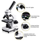 100X-2000X Microscope, Compound Microscope Powerful Biological Microscope for Kids Adult with Slides Set