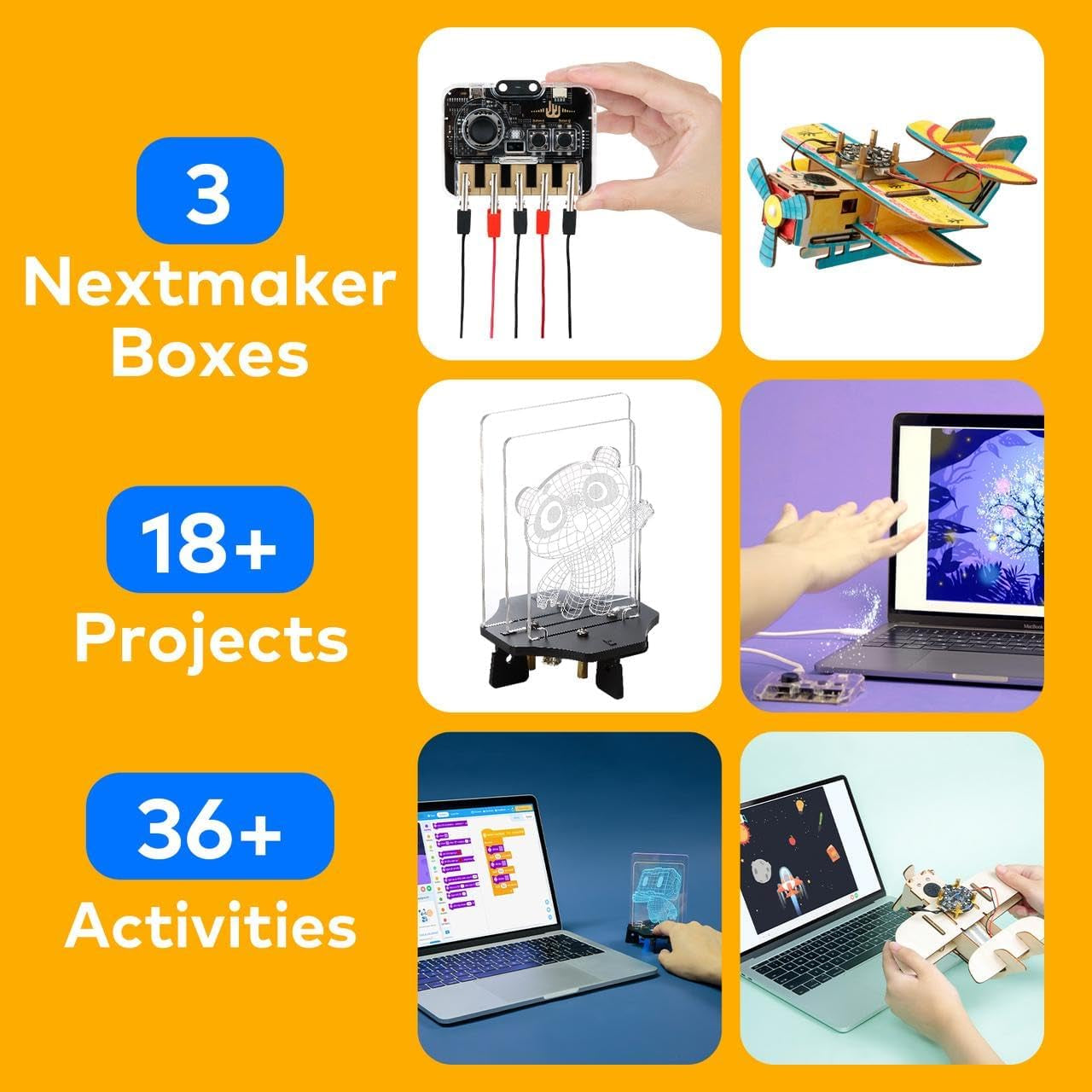 Makeblock Nextmaker 3 in 1 STEM Kits, Coding Robot Kits for Kids 8-12, Free Online Coding Courses, Music and LED Light, Programmable Coding Toys, Educational STEM Toys Gift for Kids