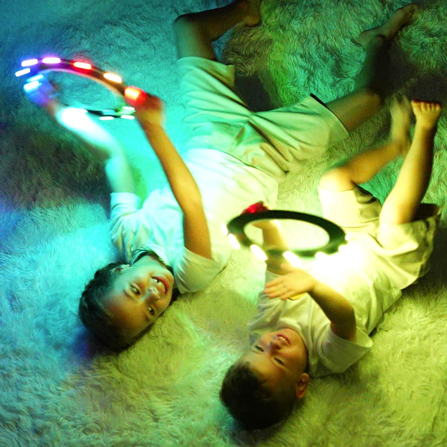 Flying Ring - 12 Leds, Super Bright, Soft & Photoluminescent Rim, Auto Light Up, Safe, Waterproof, Lightweight Frisbee, Cool Fun Birthday, Camping & Outdoor/Indoor Gift Toy for Boys/Girls/Kids