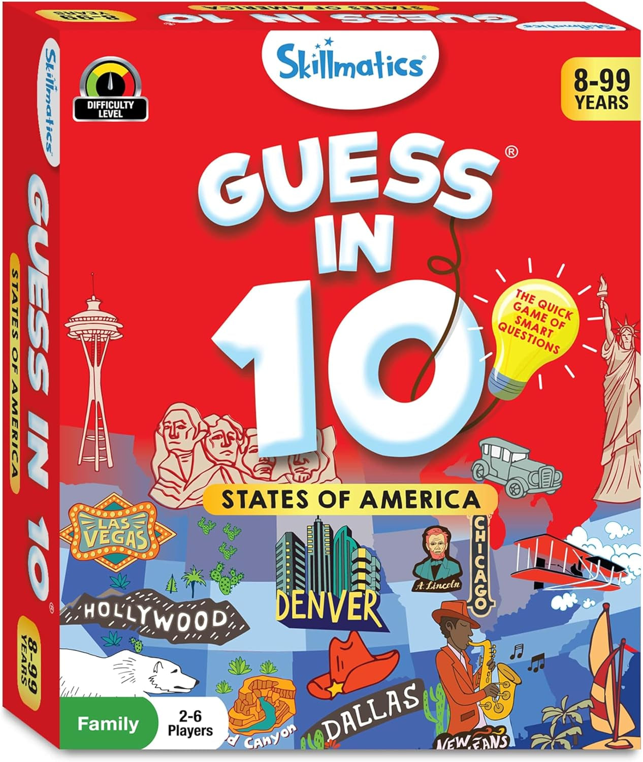 Card Game - Guess in 10 States of America, Educational Travel Toys for Boys, Girls, and Kids Who Love Board Games, Geography and History, Gifts for Ages 8, 9, 10 and Up