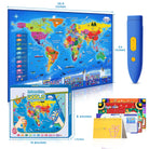 World Map Poster,Educational Toys for 4-8 Year Olds,Interactive World Map for Kids,Learning Toys for Kids,Gifts for Boys & Girls