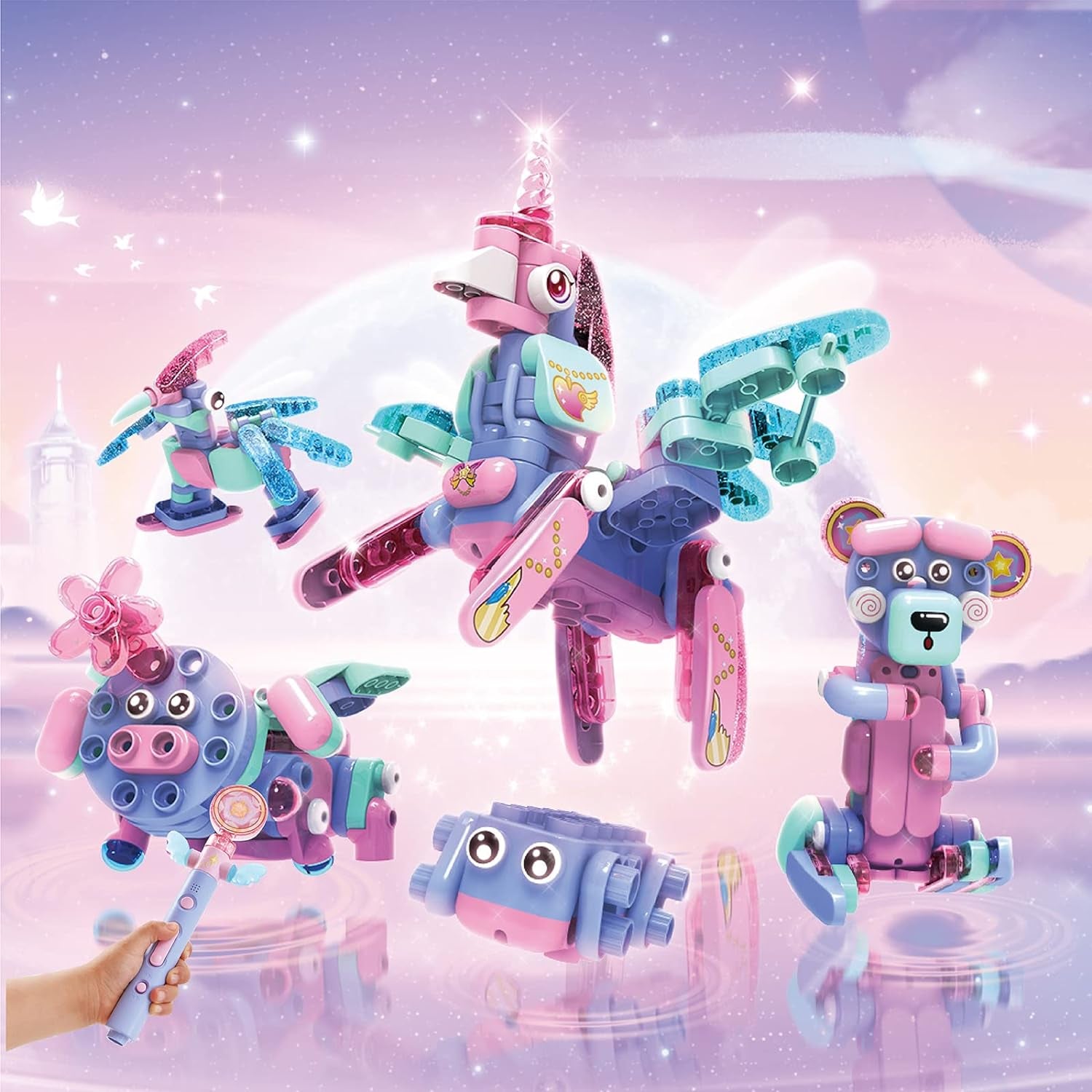 BOTZEES GO! Unicorn Toys, Unicorn Robots for Kids, Building & Electric Remote Control Toys, STEM Learning Toys for Kids Ages 3+, Girls Toys, with RC Magic Stick, App Based