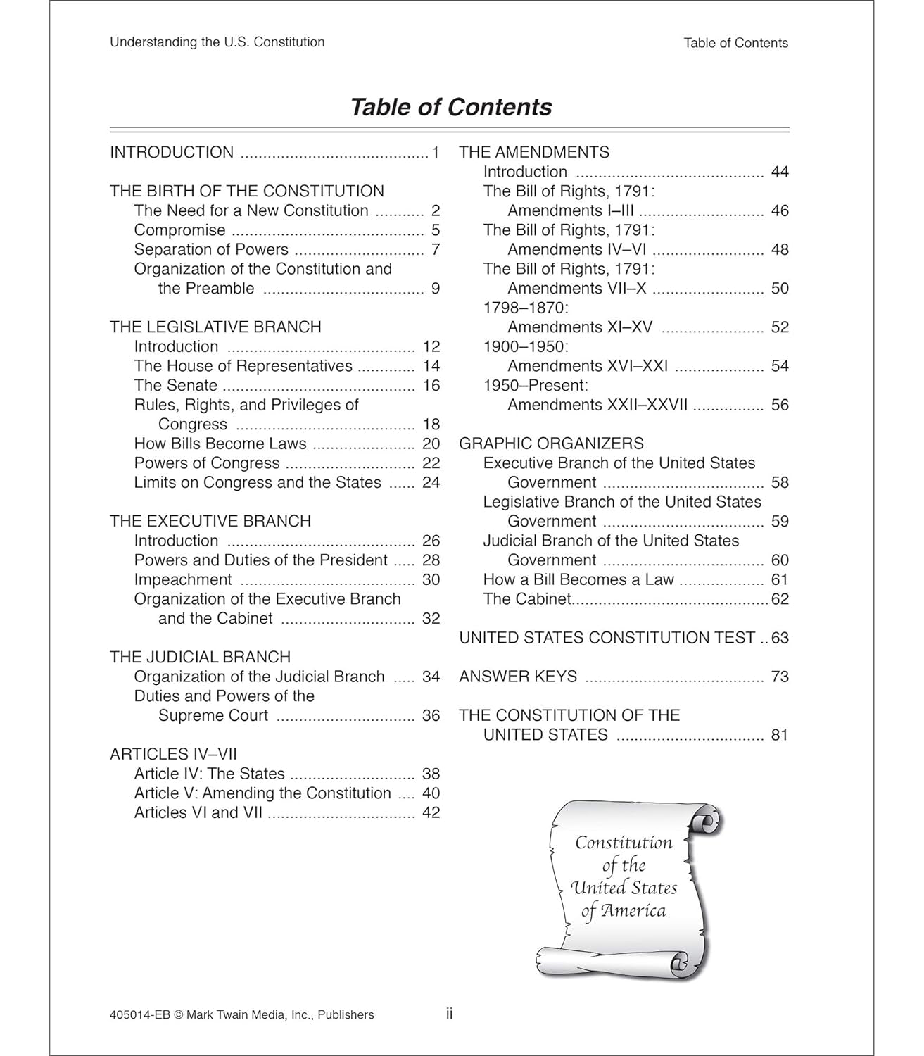 Mark Twain Understanding the US Constitution Workbook, Middle School History, Social Studies, American Civics and Government, Constitution of the United States, Classroom or Homeschool Curriculum