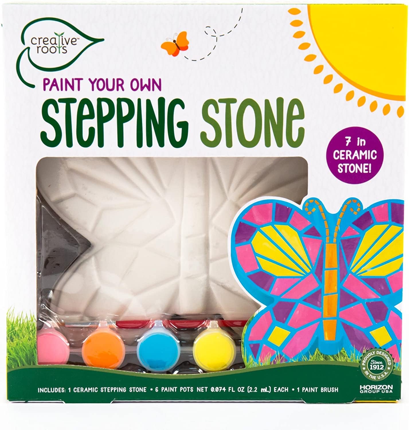 Creative Roots Mosaic Turtle DIY Stepping Stone Kit, Includes Ceramic Stone & 6 Vibrant Paints for Kids Ages 8+