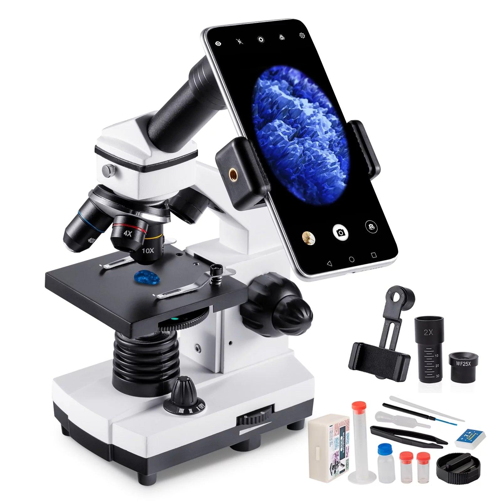 100X-2000X Microscope, Compound Microscope Powerful Biological Microscope for Kids Adult with Slides Set