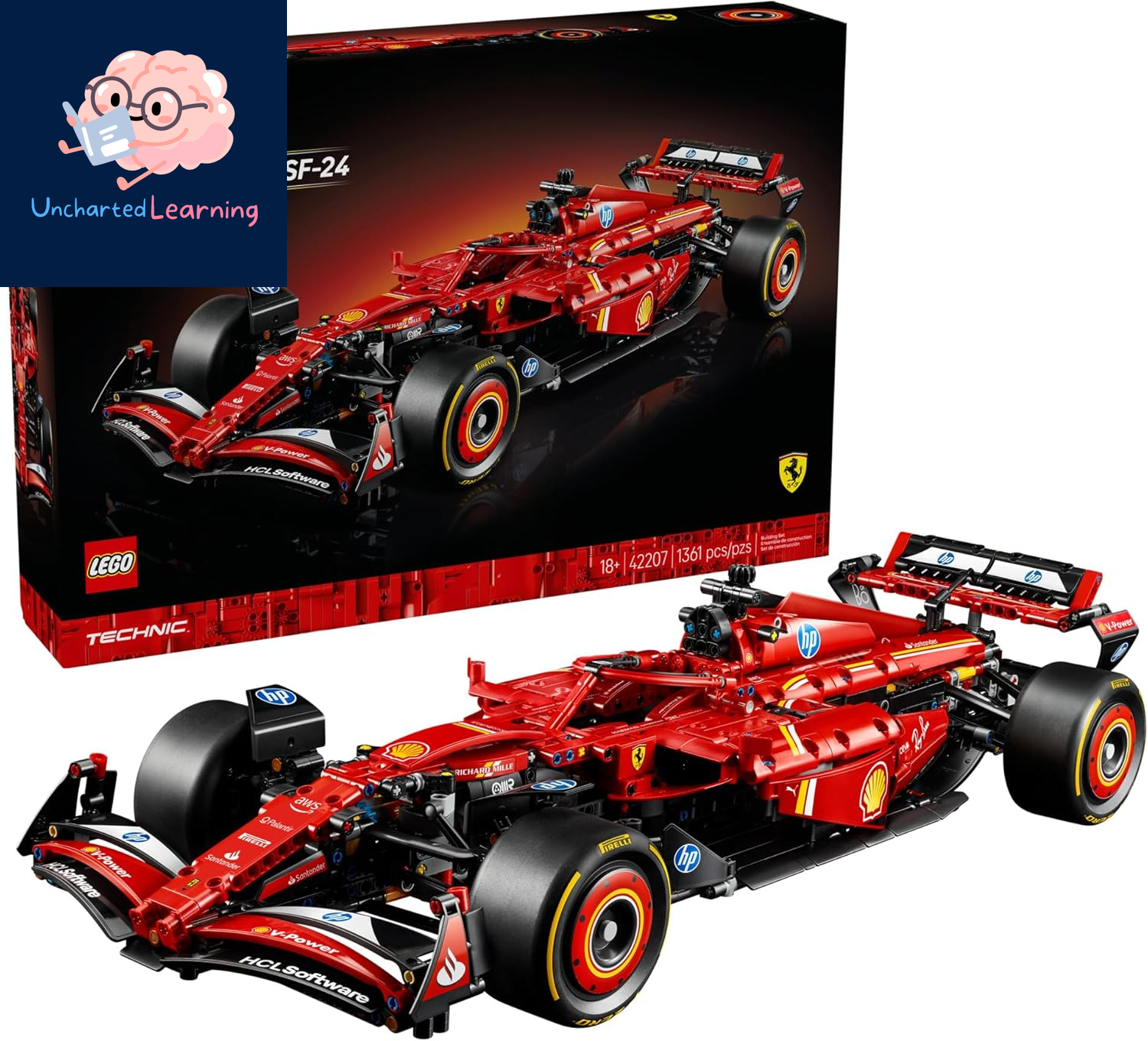 Technic Ferrari SF-24 F1 Model Car Kit - Building Set for Adults, Ages 18+ with Realistic Features - Ferrari F1 DIY Craft for Display - Gift Idea for F1 Fans - 42207