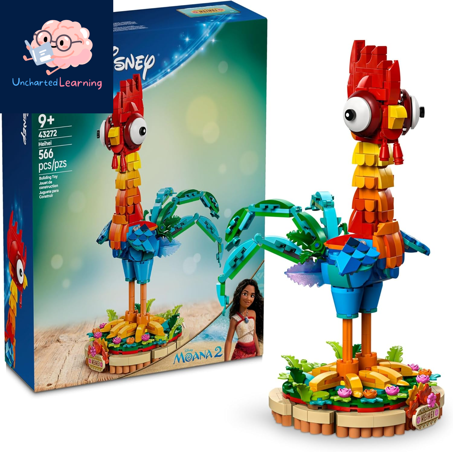 Disney Moana 2 Heihei - Building Toy for Kids, Girls & Boys, Ages 9+ - Moana & Disney Toy for Fans - Gift Idea for Birthday - 43272