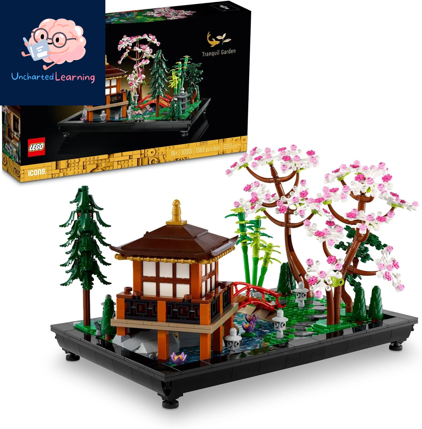 Icons Tranquil Garden Building Set - Detailed Japanese Zen Garden DIY Kit for Adults, Ages 18+ - Gift for Him & Her - Building Block Set for Home Decor - 10315