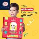 Kids Cooking Set Real Utensils with Kitchen Tool Guide - Complete Junior Cooking Set Gift for Girls or Boys with Mixing Bowls, Cutting Board, Knife, Apron - Kids Baking Set for Real Cooking